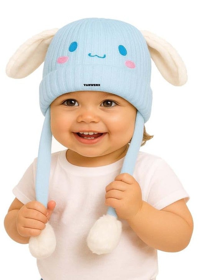 Yanwenx Bunny Cap with Moving Ears for Kids (1-10 Yrs) | Plush Wool Winter Hat | Cute Girls Headwear & Funny Cap_Sky Blue - Image 1